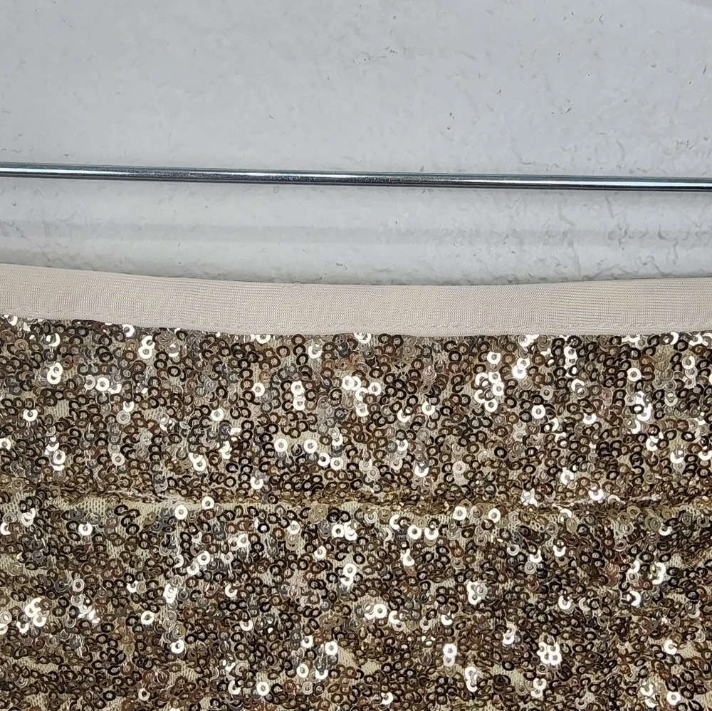 NWT Arden B Gold Sequin Pull-on Skirt Size L
